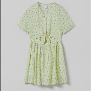 Zara Girls Spring Butter yellow floral cutout dress Bow Size 8 Easter Ready